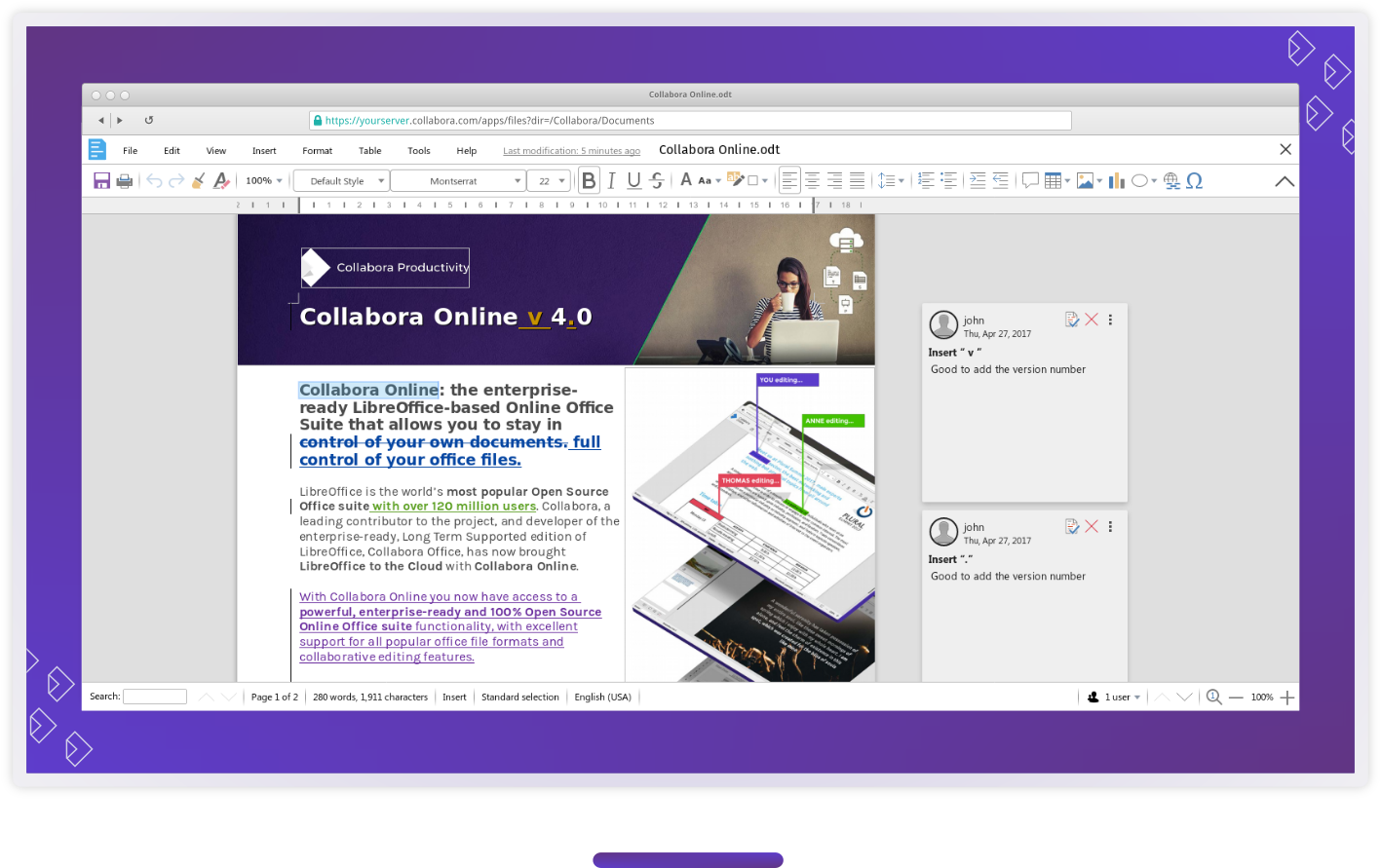 Screenshot of Collabora 4.0 on a computer