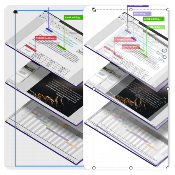 Screenshot comparison between the old and new forms of scaling a picture in Collabora Online